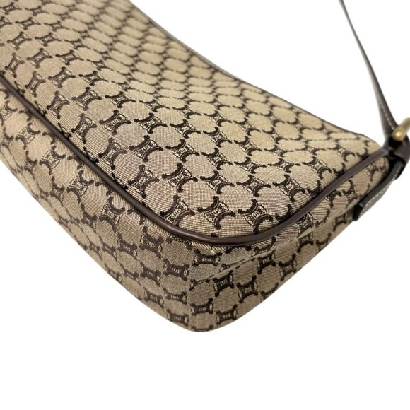CELINE Vintage Macadam Monogram Shoulder Mini Bag Pochette Brown Canvas [106232] - Picture 8 of 13